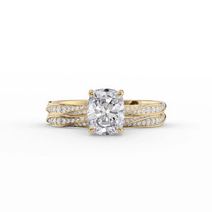 The Caroline Set With A 2 Carat Elongated Cushion Moissanite