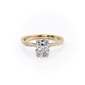 The Caroline Set With A 2 Carat Elongated Cushion Lab Diamond