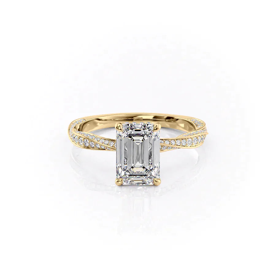 The Caroline Set With A 4 Carat Emerald Moissanite