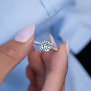 The Caroline Set With A 2 Carat Cushion Moissanite