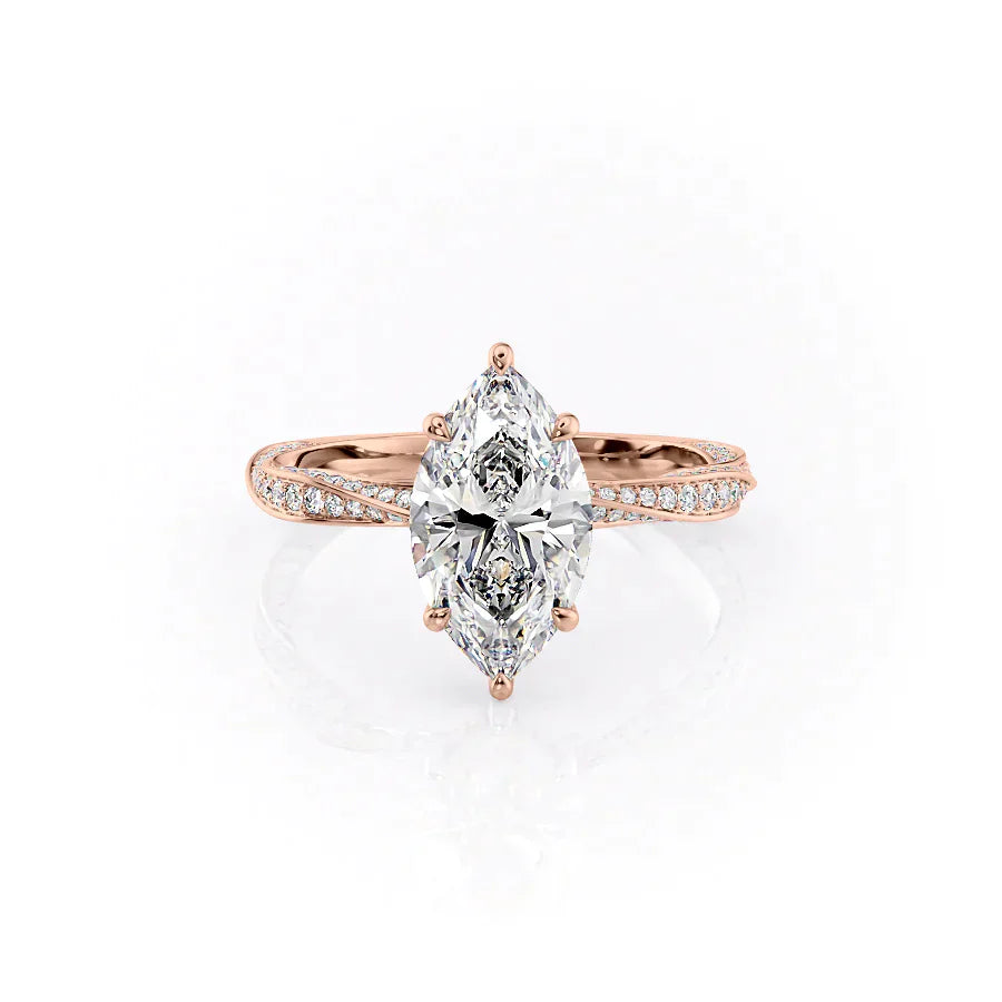 The Caroline Set With A 4 Carat Marquise Moissanite