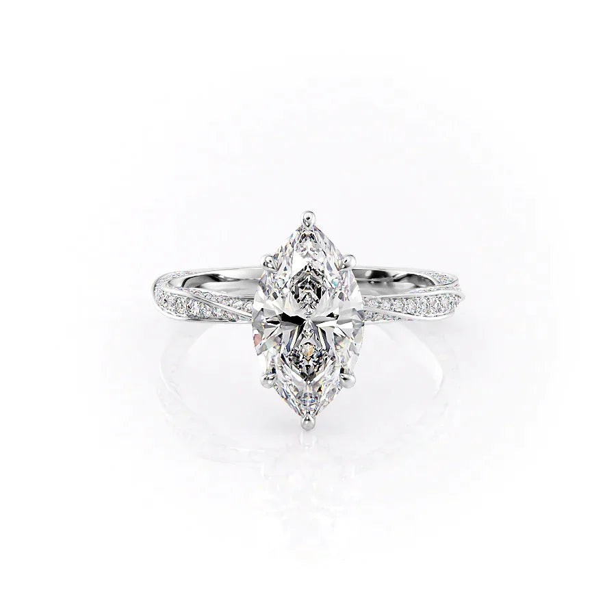 The Caroline Set With A 2.5 Carat Marquise Lab Diamond