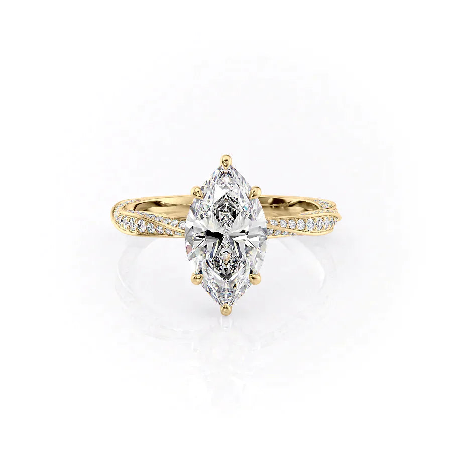 The Caroline Set With A 5 Carat Marquise Moissanite