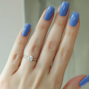 The Lexie Set With A 3 Carat Elongated Cushion Moissanite