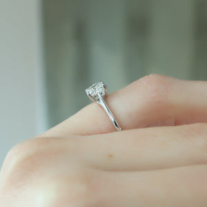 The Lexie Set With A 3 Carat Elongated Cushion Moissanite