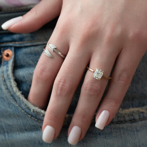 The Lexie Set With A 1 Carat Elongated Cushion Lab Diamond