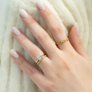 The Lexie Set With A 1 Carat Elongated Cushion Lab Diamond