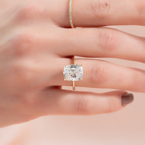 The Lexie Set With A 1 Carat Elongated Cushion Lab Diamond