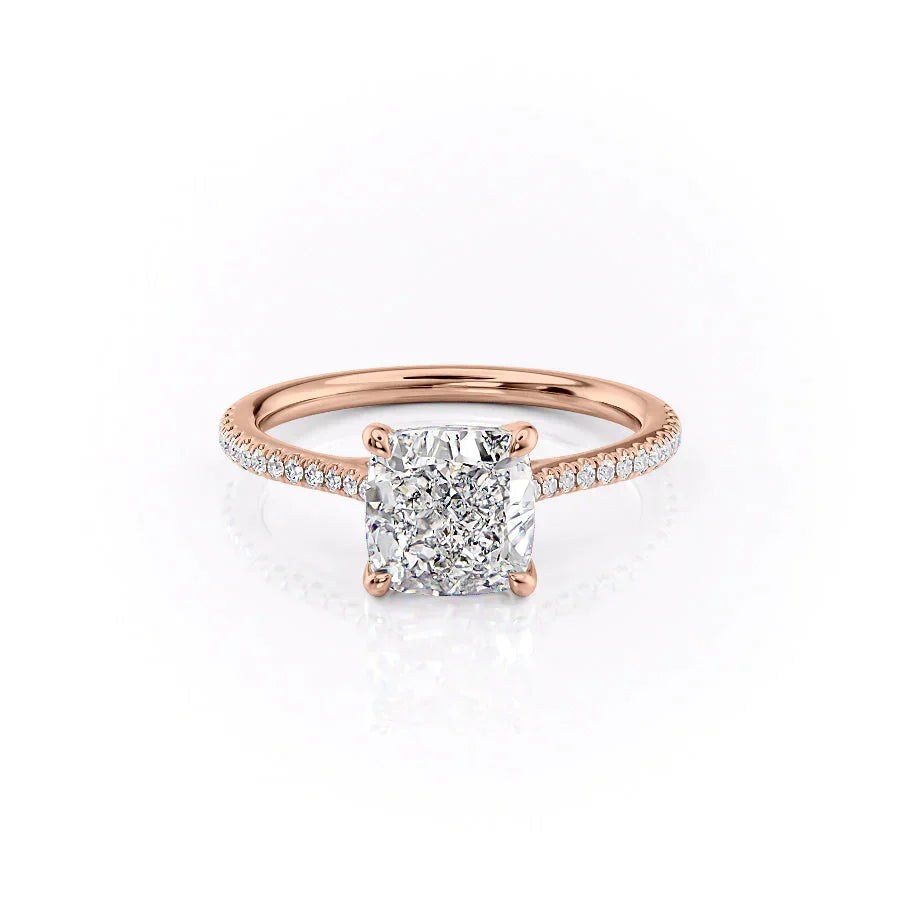 The Pave Lexie Set With A 3 Carat Cushion Lab Diamond