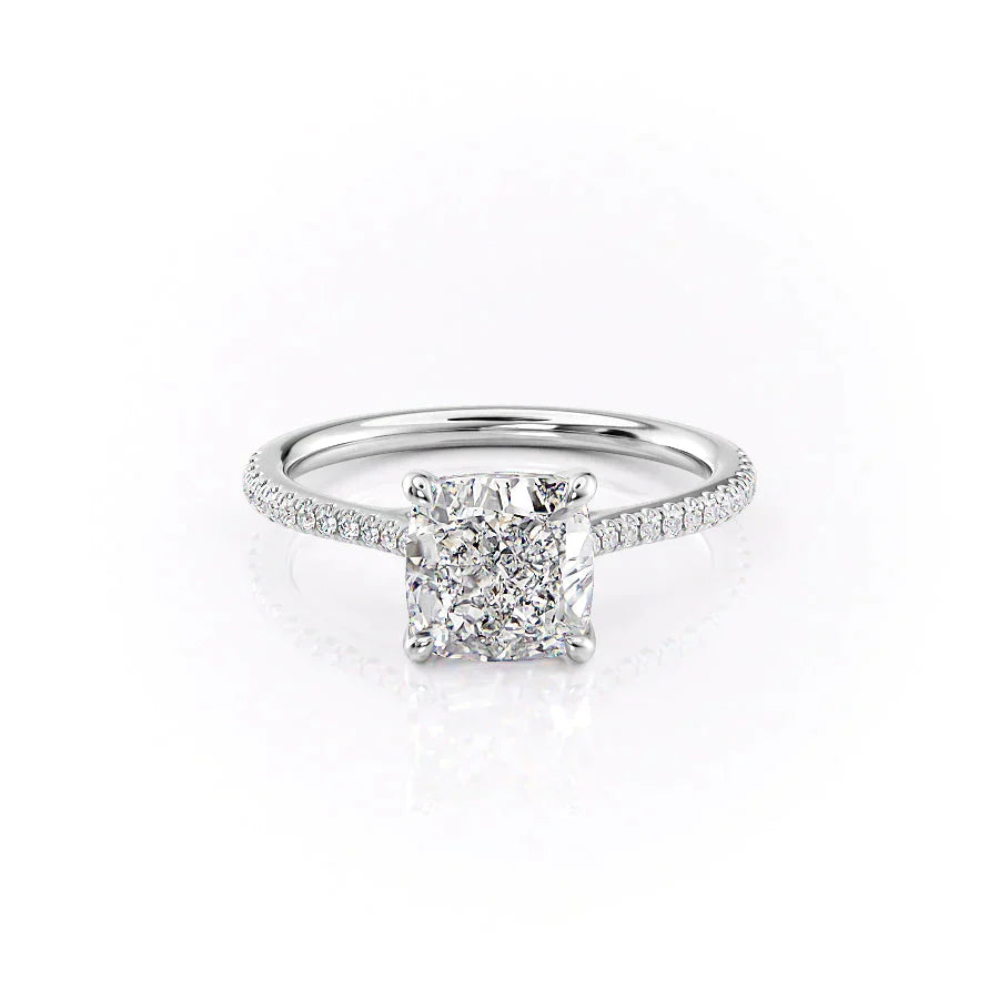 The Pave Lexie Set With A 4 Carat Cushion Moissanite