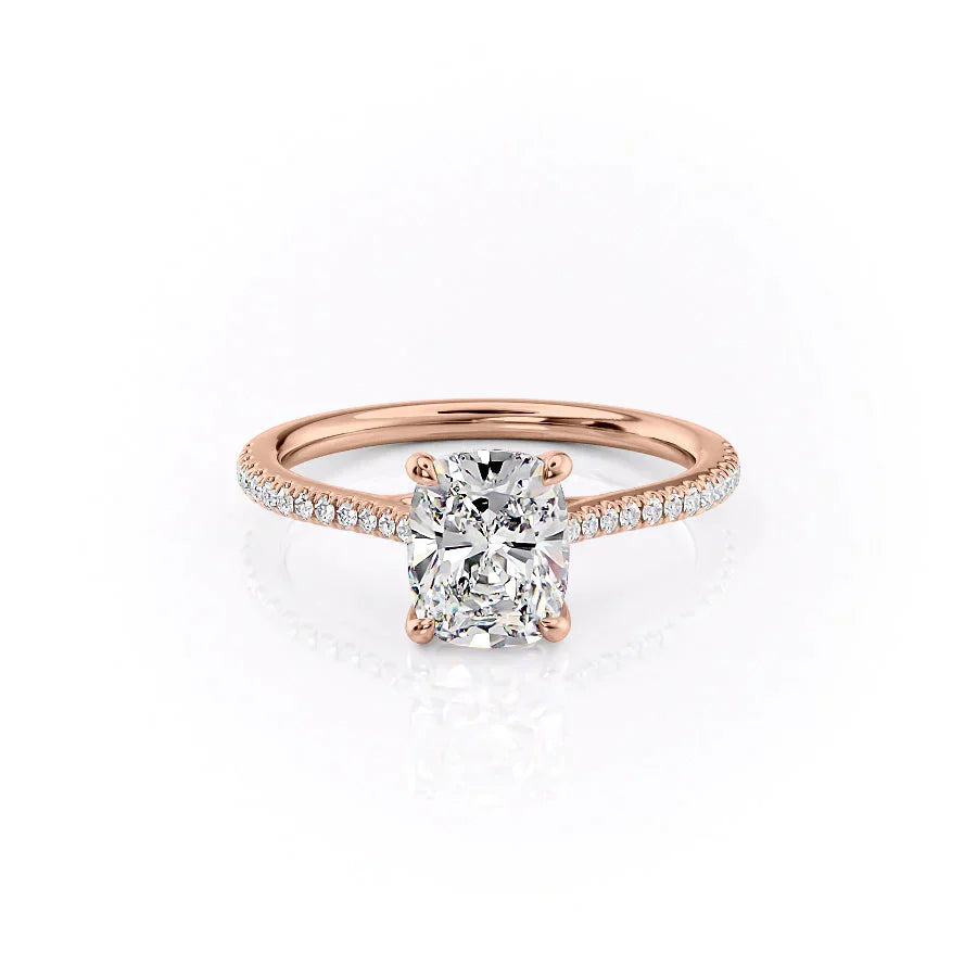 The Pave Lexie Set With A 4 Carat Elongated Cushion Moissanite