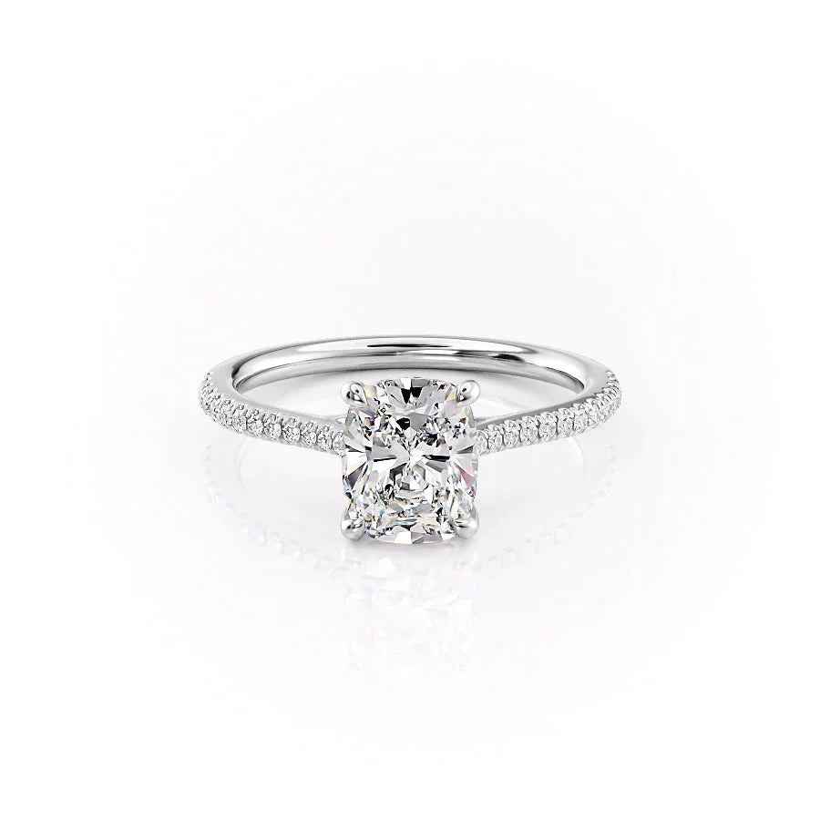 The Pave Lexie Set With A 3 Carat Elongated Cushion Lab Diamond