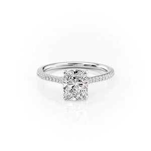 The Pave Lexie Set With A 4 Carat Elongated Cushion Moissanite