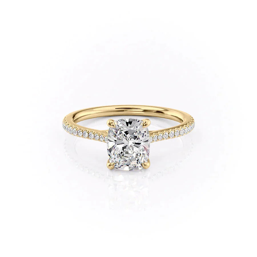 The Pave Lexie Set With A 1 Carat Elongated Cushion Lab Diamond