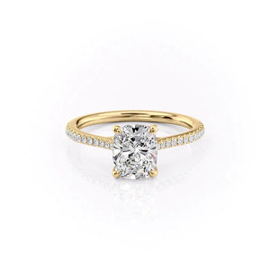 The Pave Lexie Set With A 4 Carat Elongated Cushion Moissanite