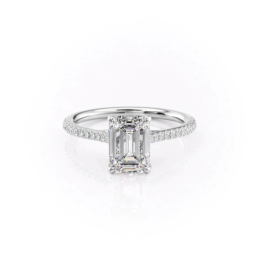 The Pave Lexie Set With A 4 Carat Emerald Moissanite