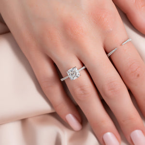 The Pave Lexie Set With A 1.5 Carat Cushion Lab Diamond