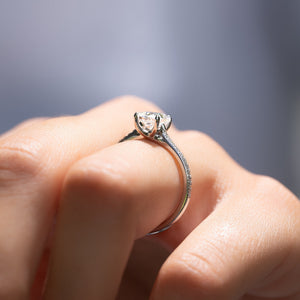 The Pave Lexie Set With A 2 Carat Elongated Cushion Lab Diamond