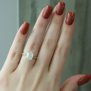 The Pave Lexie Set With A 1 Carat Elongated Cushion Lab Diamond
