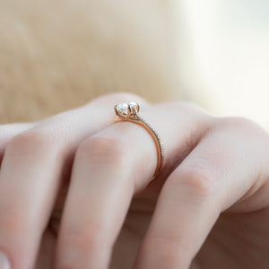 The Pave Lexie Set With A 1 Carat Oval Lab Diamond