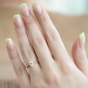 The Pave Lexie Set With A 1 Carat Oval Lab Diamond