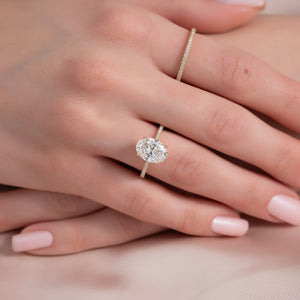 The Pave Lexie Set With A 3 Carat Oval Lab Diamond