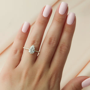 The Pave Lexie Set With A 1.5 Carat Pear Lab Diamond