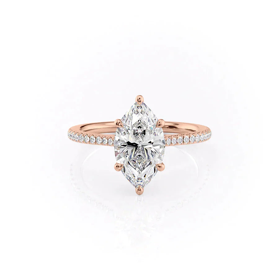 The Pave Lexie Set With A 1 Carat Marquise Lab Diamond