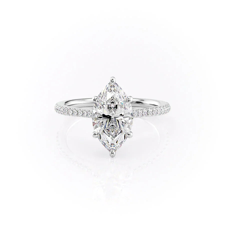 The Pave Lexie Set With A 1 Carat Marquise Moissanite