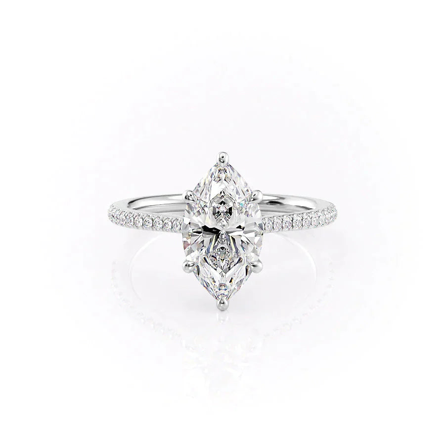The Pave Lexie Set With A 2.5 Carat Marquise Lab Diamond