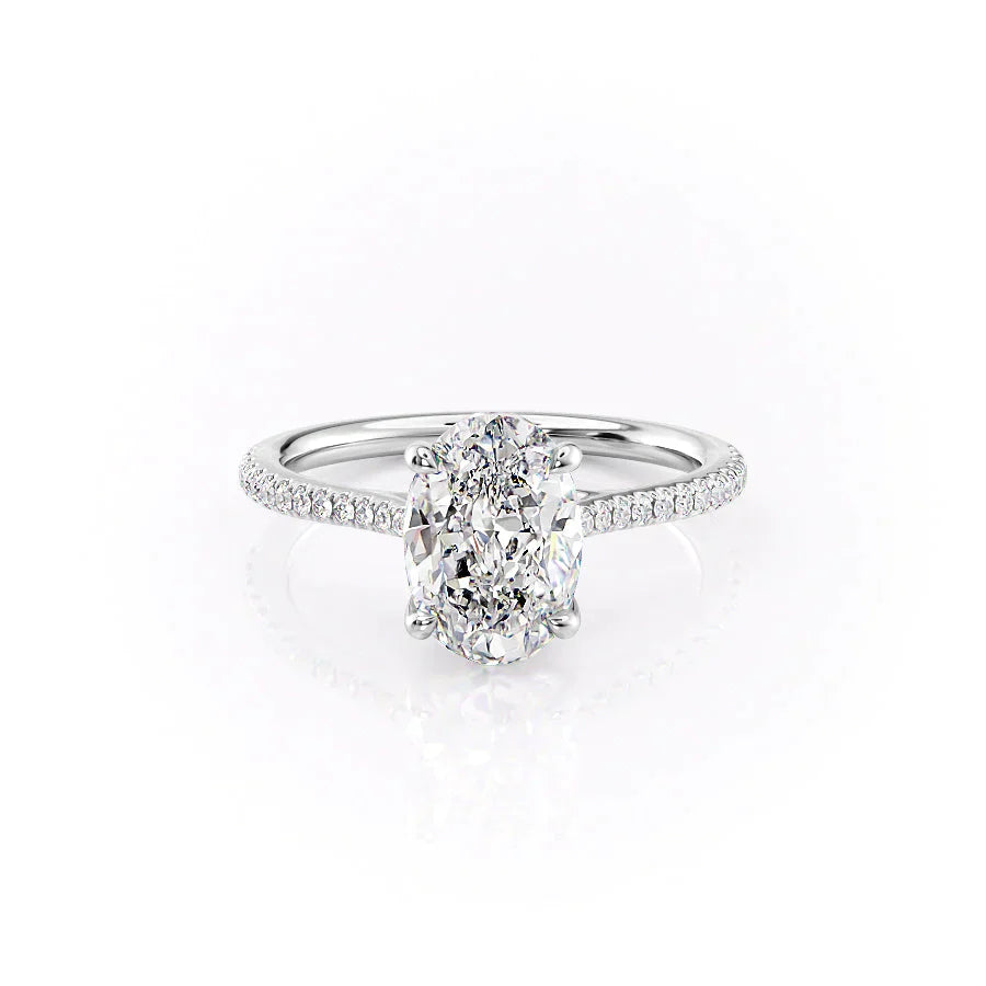 The Pave Lexie Set With A 2.5 Carat Oval Lab Diamond