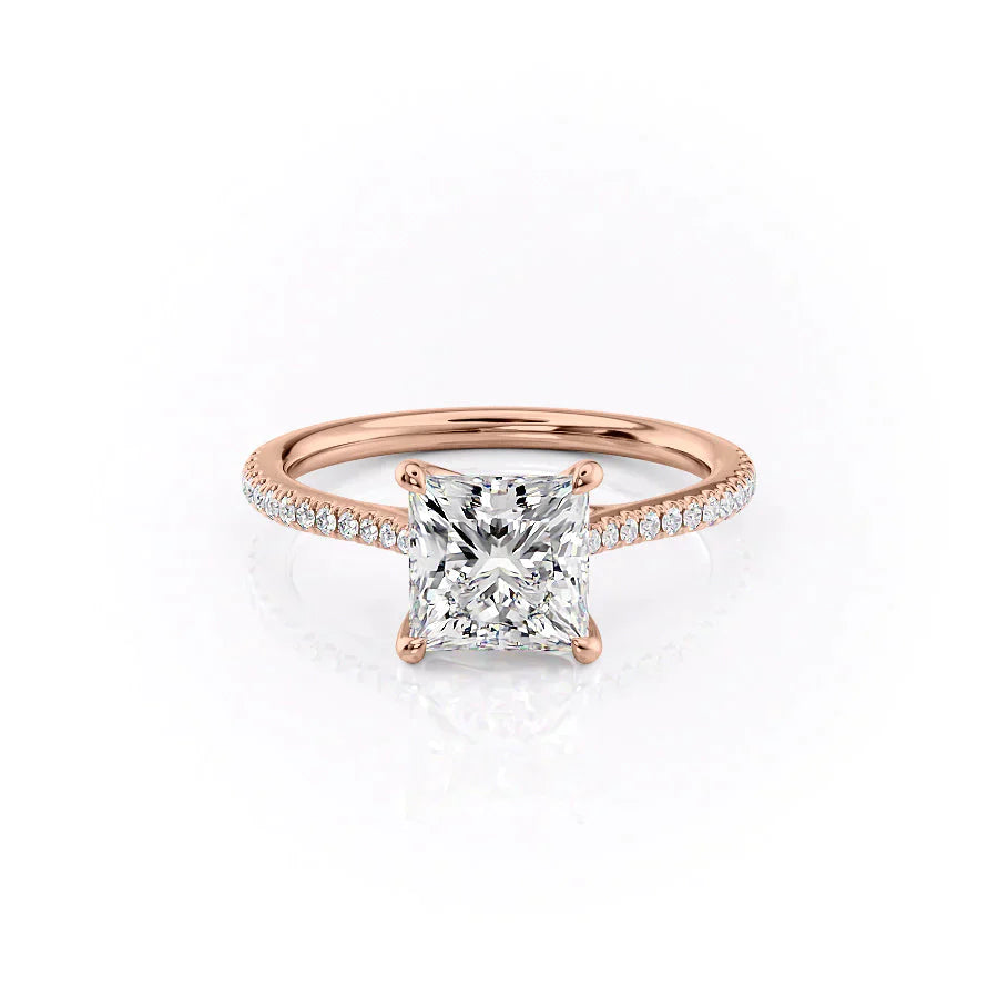 The Pave Lexie Set With A 3 Carat Princess Lab Diamond