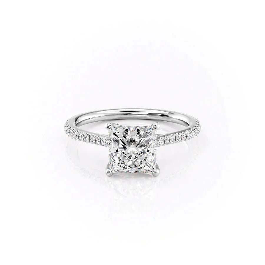 The Pave Lexie Set With A 1 Carat Princess Moissanite