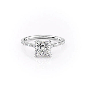 The Pave Lexie Set With A 3 Carat Princess Moissanite
