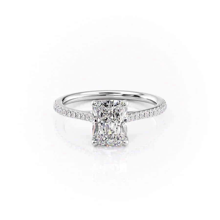 The Pave Lexie Set With A 3 Carat Radiant Moissanite