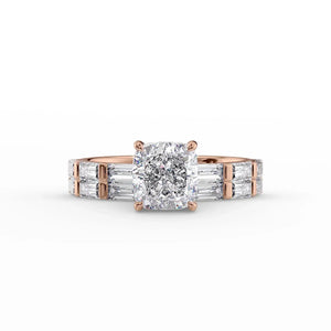 The Hailey Set With A 2.5 Carat Cushion Lab Diamond