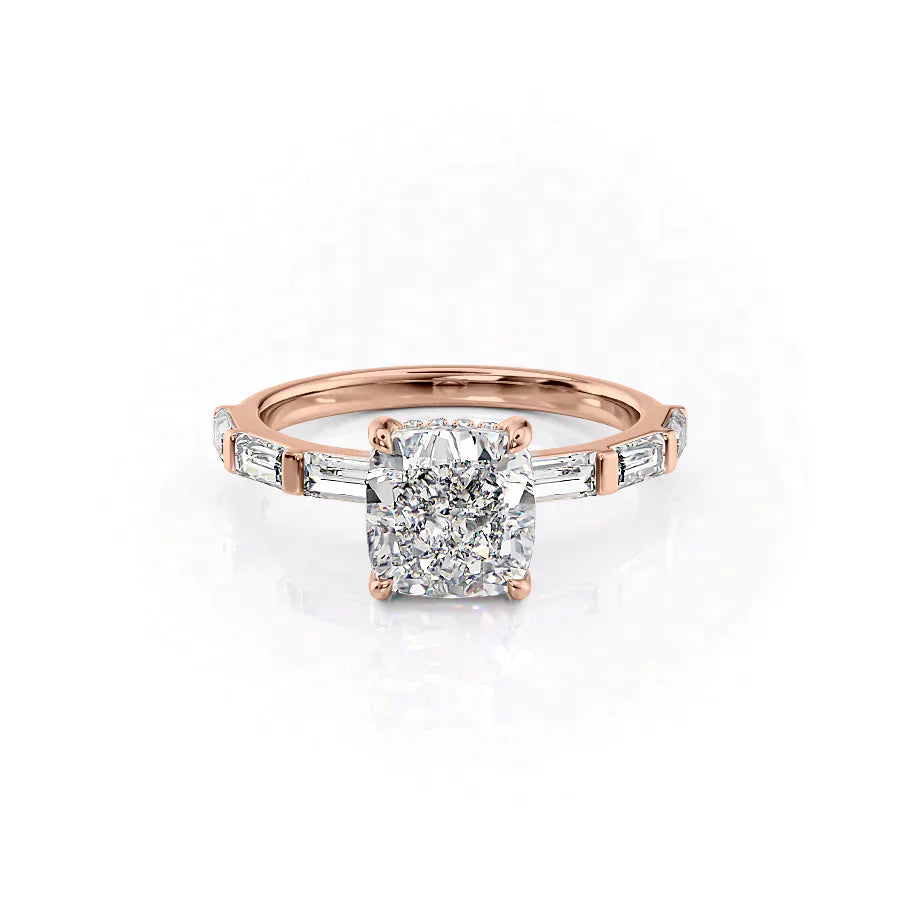 The Hailey Set With A 1.5 Carat Cushion Lab Diamond