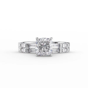 The Hailey Set With A 3 Carat Cushion Lab Diamond