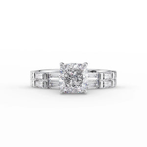 The Hailey Set With A 1.5 Carat Cushion Lab Diamond
