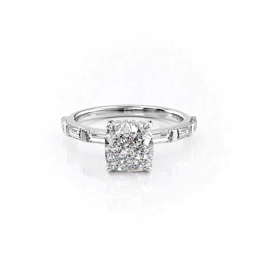 The Hailey Set With A 1.5 Carat Cushion Lab Diamond