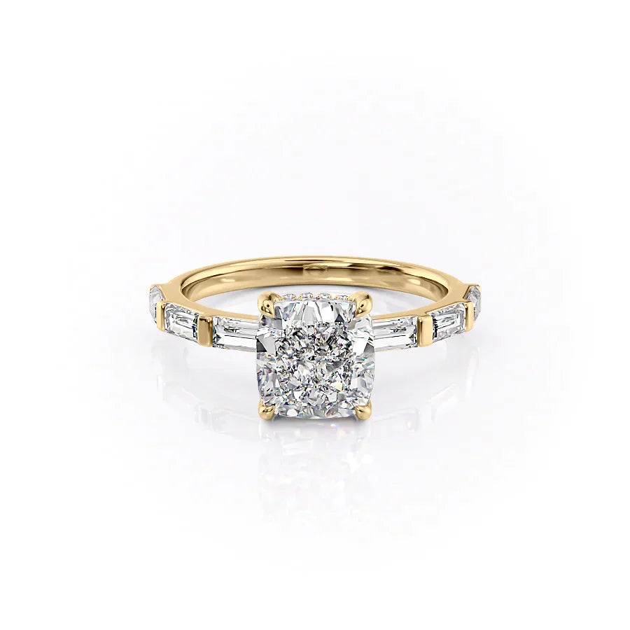 The Hailey Set With A 1.5 Carat Cushion Lab Diamond