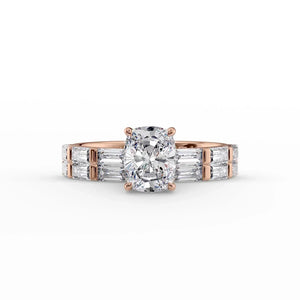 The Hailey Set With A 1 Carat Elongated Cushion Lab Diamond