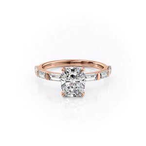 The Hailey Set With A 1 Carat Elongated Cushion Lab Diamond
