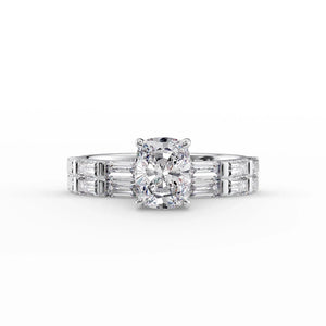 The Hailey Set With A 1.5 Carat Elongated Cushion Lab Diamond