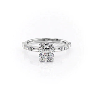 The Hailey Set With A 3 Carat Elongated Cushion Lab Diamond