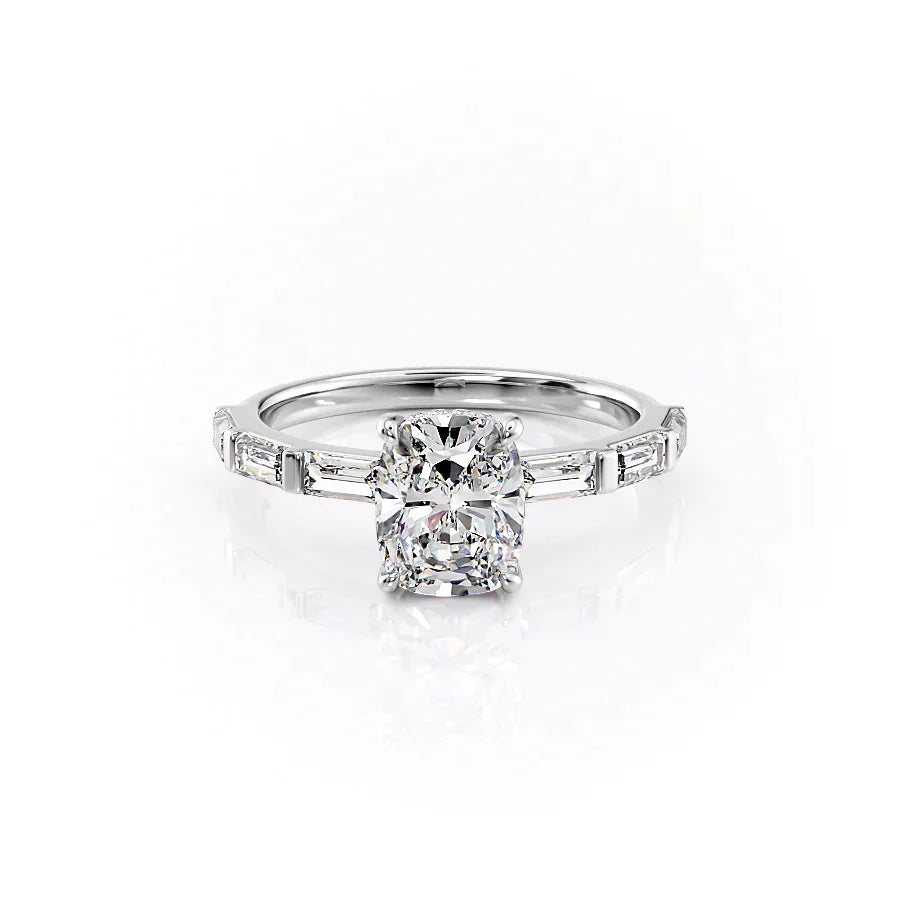The Hailey Set With A 1 Carat Elongated Cushion Lab Diamond