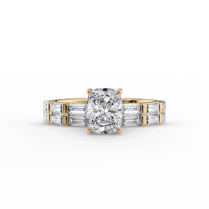 The Hailey Set With A 2.5 Carat Elongated Cushion Lab Diamond