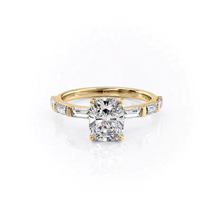 The Hailey Set With A 2 Carat Elongated Cushion Lab Diamond