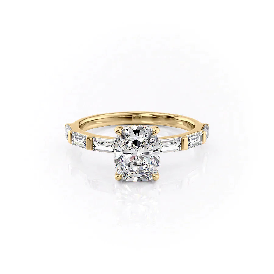 The Hailey Set With A 1 Carat Elongated Cushion Lab Diamond