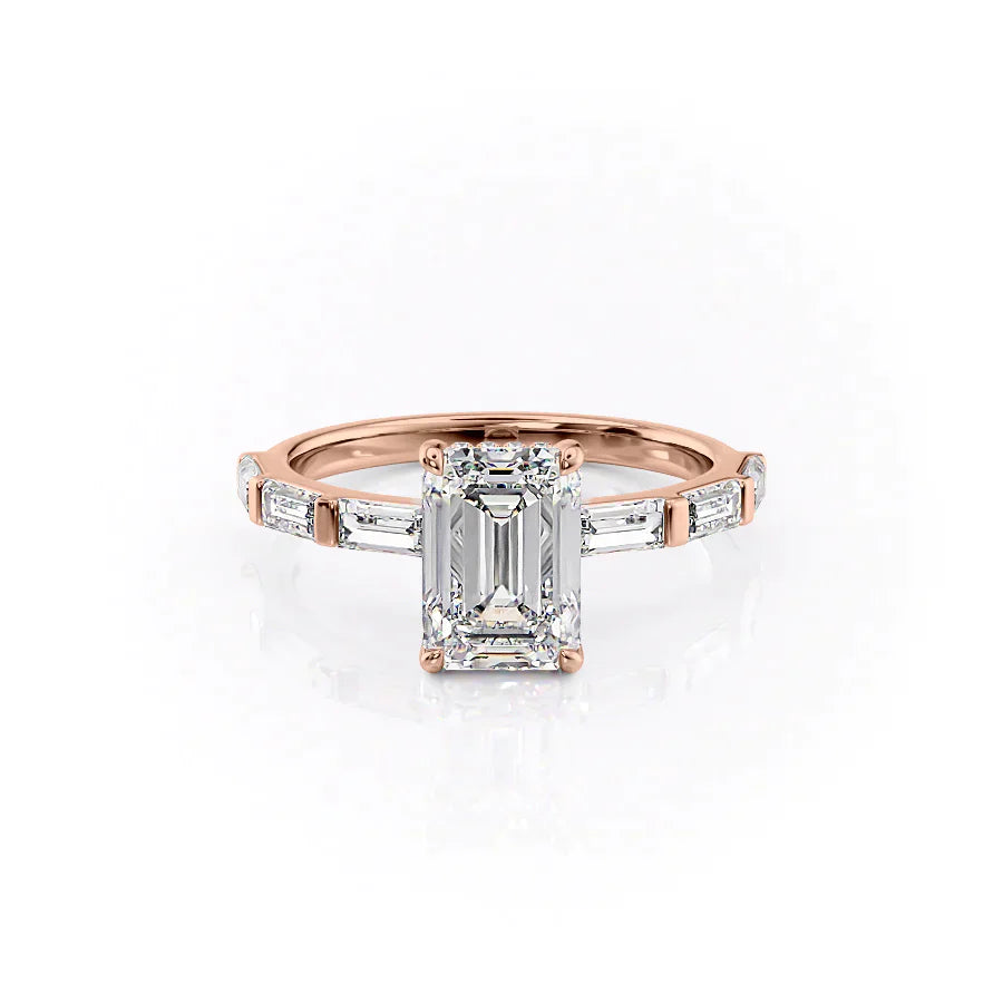 The Hailey Set With A 3 Carat Emerald Lab Diamond